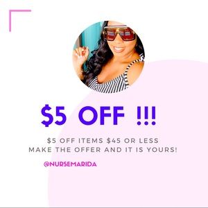 $5 Off Sale items $45 or Less